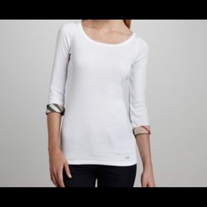 womens white 3 quarter burberry shirt